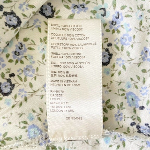 Free People Petunia Mini Dress Tea Combo Ivory Blue Floral Smocked XL New $128 - Picture 12 of 12